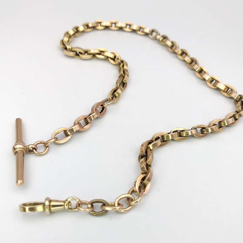 Victorian 9ct gold T-bar fob chain