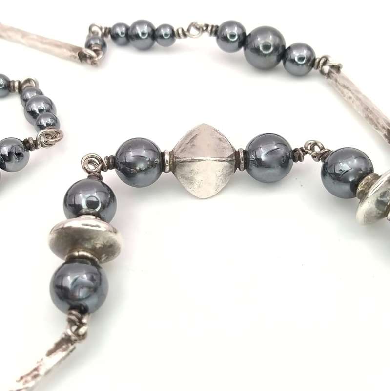 Hemetite and sterling silver necklace