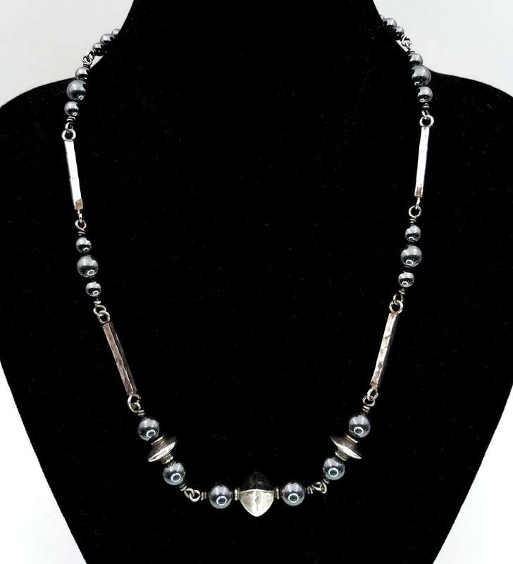 Hemetite and sterling silver necklace
