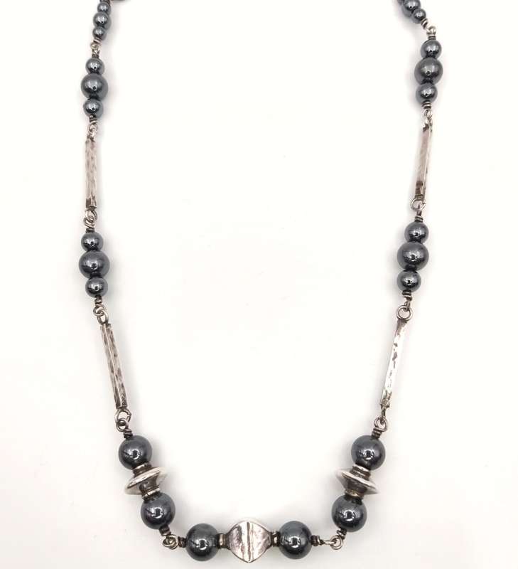 Hemetite and sterling silver necklace
