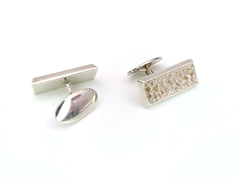 Midcentury-Modern sterling silver cuff links (Hermann Siersbøl, Denmark)