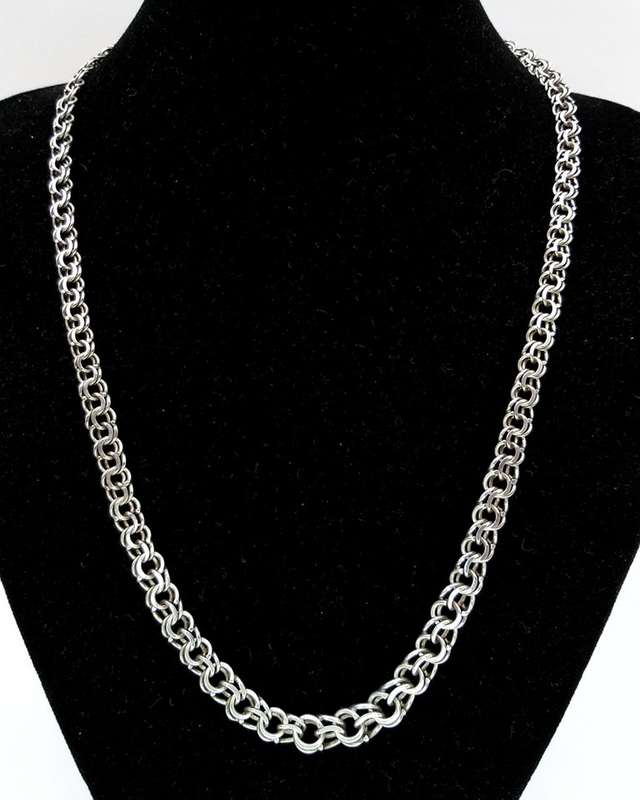 Vintage silver fancy link chain necklace