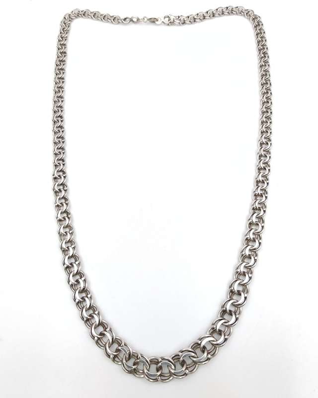 Vintage silver fancy link chain necklace
