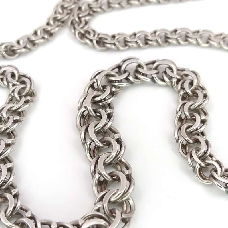 Vintage silver fancy link chain necklace