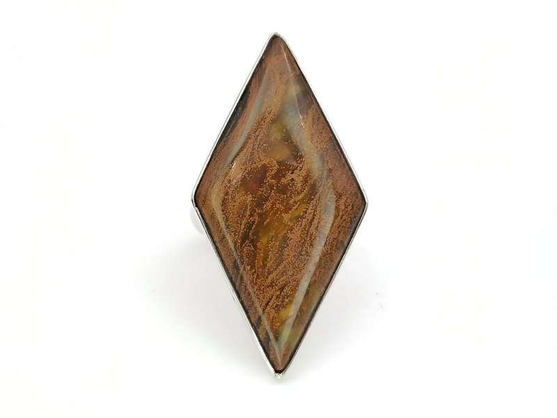 Unusual brown agate and sterling silver ring
