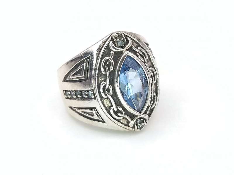 Boho sterling silver blue topaz ring
