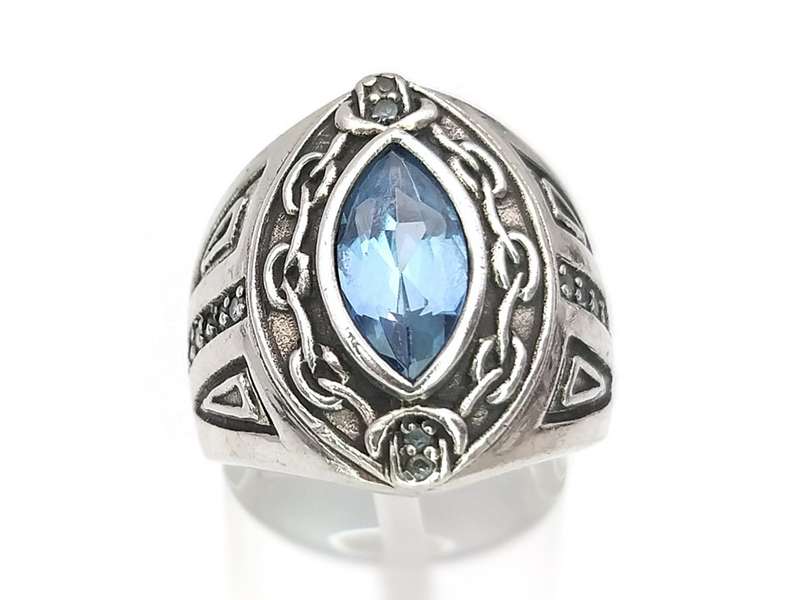 Boho sterling silver blue topaz ring