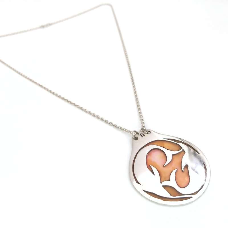 Sterling silver enamel twin dolphins pendant + chain