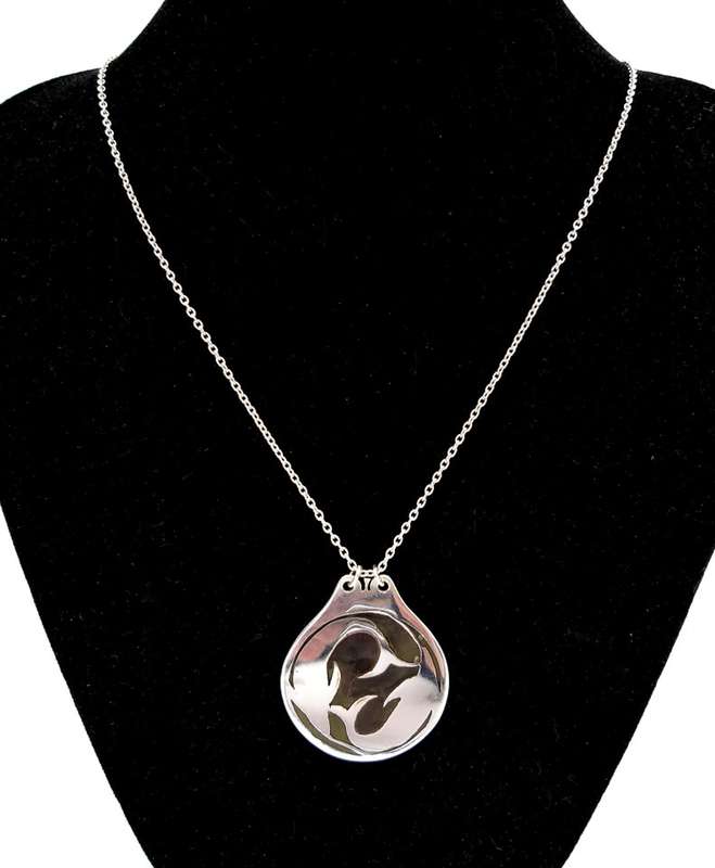 Sterling silver enamel twin dolphins pendant + chain