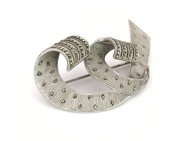 Art Deco sterling silver marcasite brooch by Theodor Fahrner