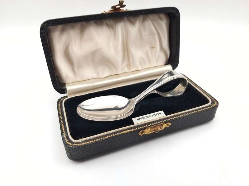 Sterling silver christening spoon in original case (1937)