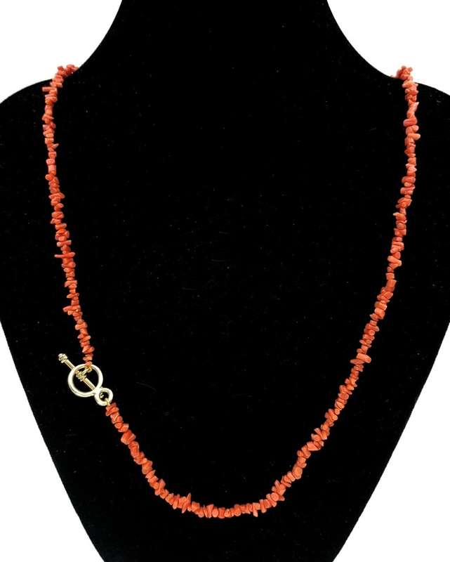 Genuine branch coral necklace with 9ct gold clasp