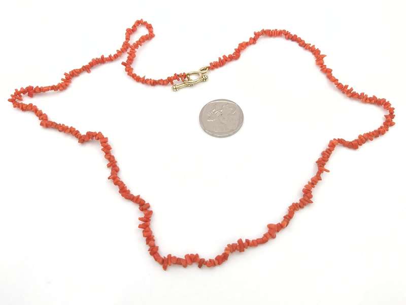 Genuine branch coral necklace with 9ct gold clasp