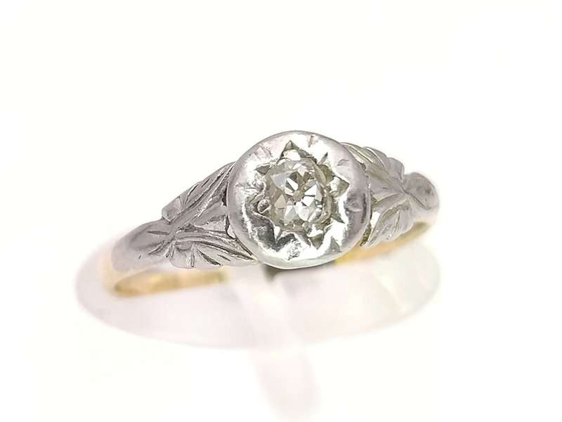 Antique 18ct white and yellow gold diamond ring (0.20ct)
