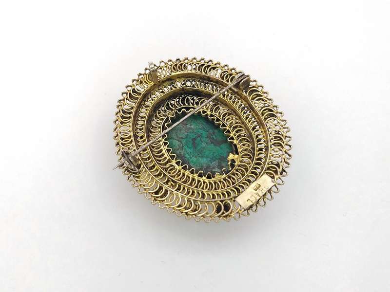 1950s gilded silver Israeli brooch with eilat stone