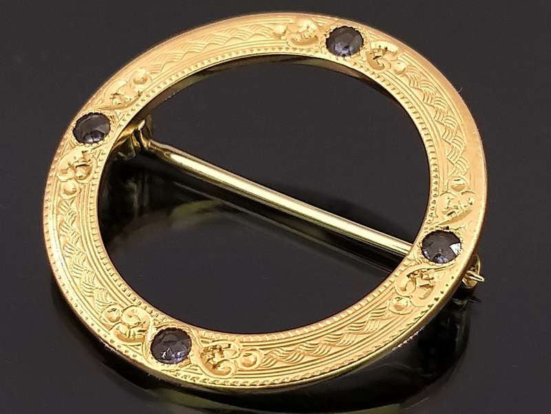 Exquisite 14ct gold & sapphire brooch (American goldsmiths, circa 1900s)