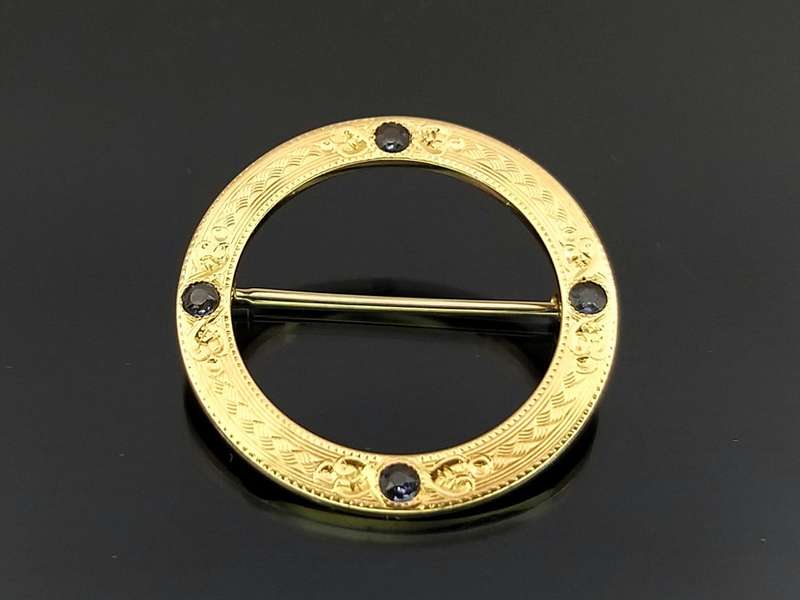 Exquisite 14ct gold & sapphire brooch (American goldsmiths, circa 1900s)