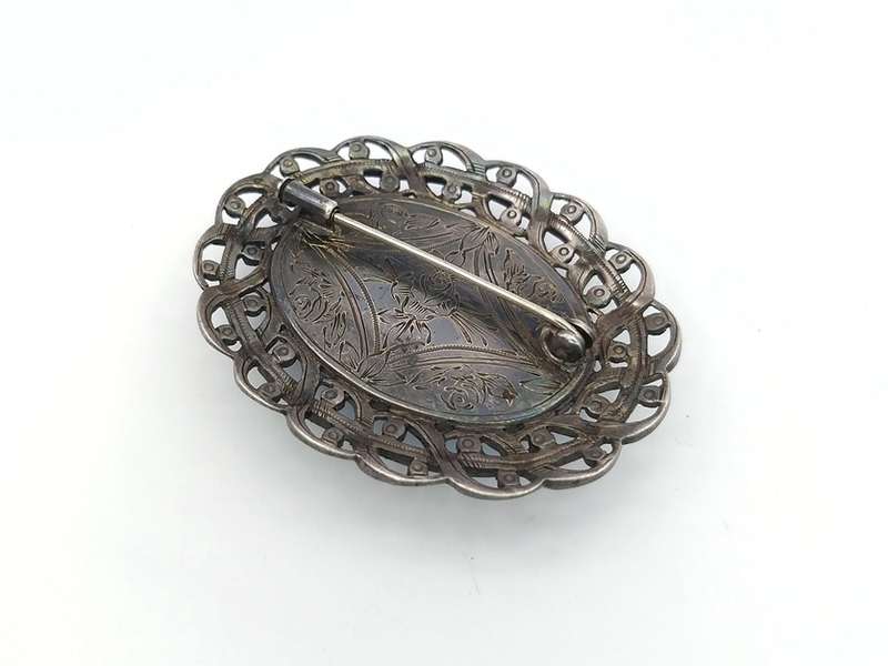 Edwardian French blue enamel & marcasite brooch