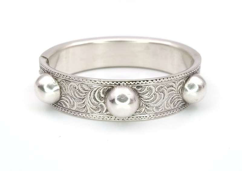 Sterling silver Victorian style cuff bangle