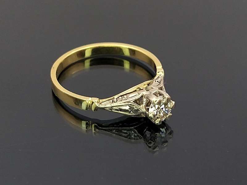 Marvellous 1940s cathedral setting 18ct gold & diamond ring