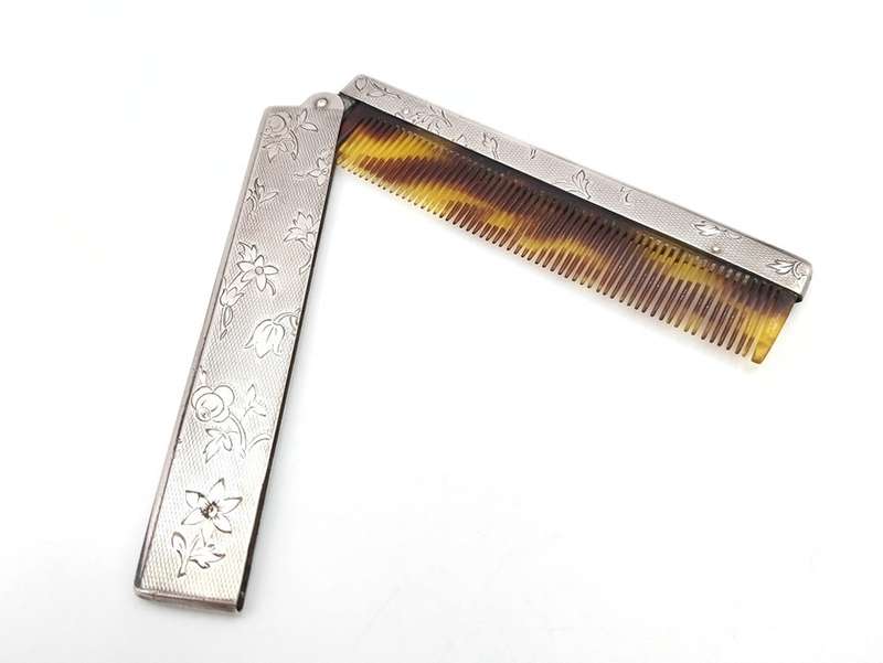 Scandinavian sterling silver & bakelite travelling comb