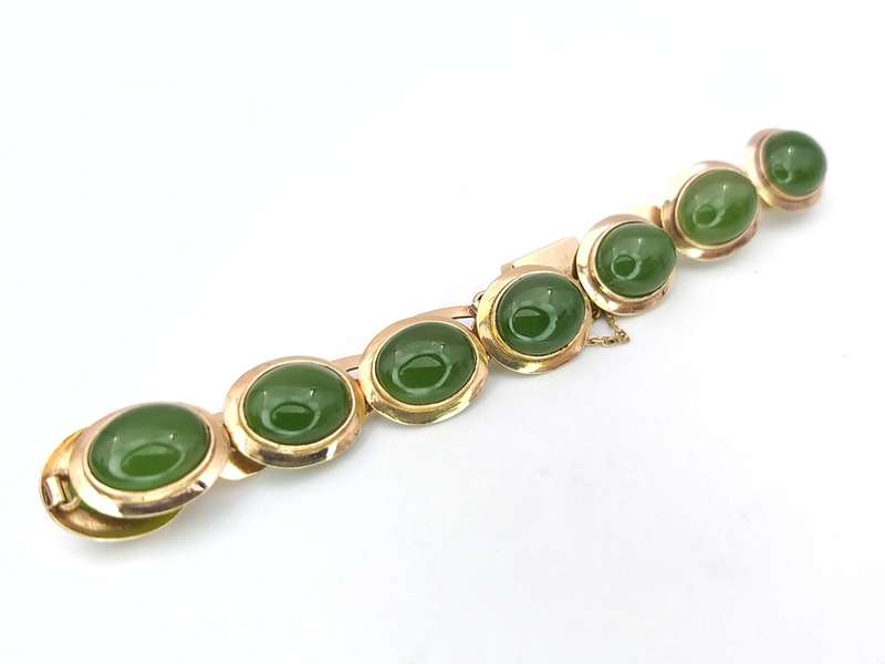 Vintage 14ct gold & jade bracelet