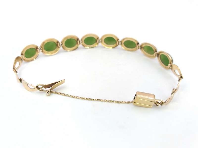Vintage 14ct gold & jade bracelet