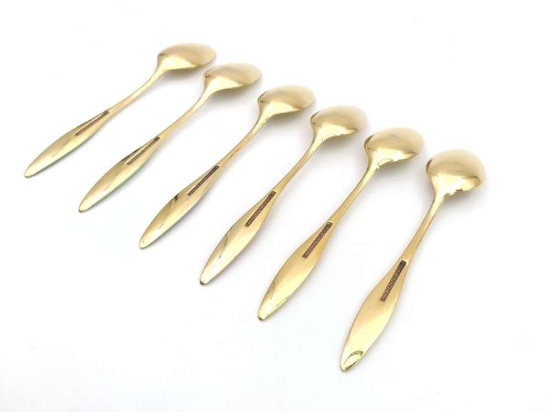 Danish sterling silver & pastel enamel demitasse teaspoons