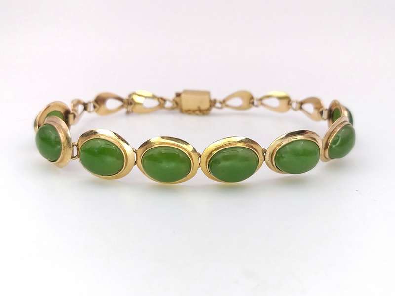 Vintage 14ct gold & jade bracelet