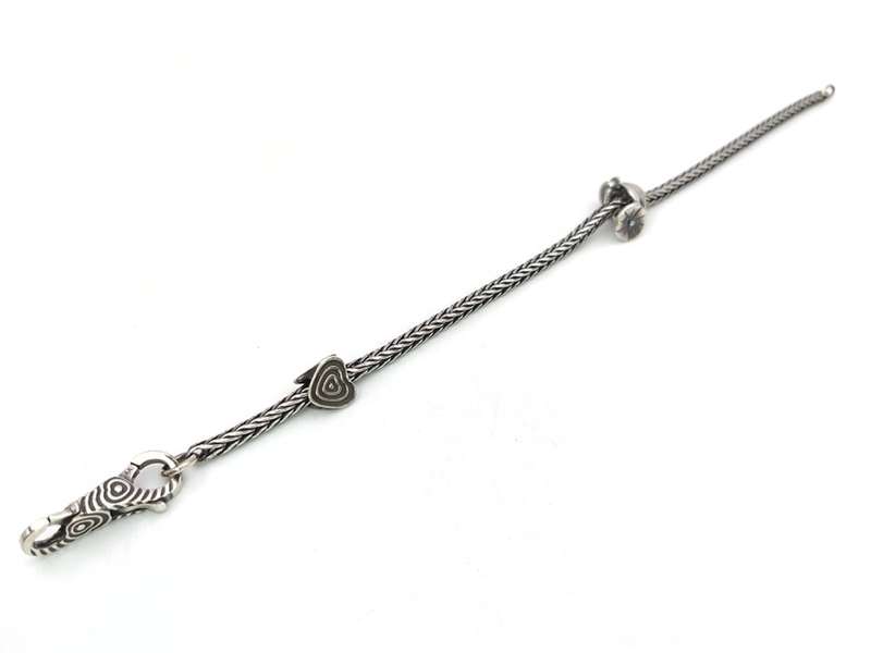 Sterling silver Trollbeads bracelet with two charms