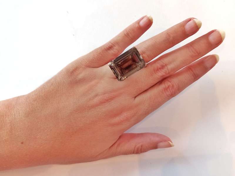 Stunning smoky topaz & 9ct gold cocktail ring (1970s)