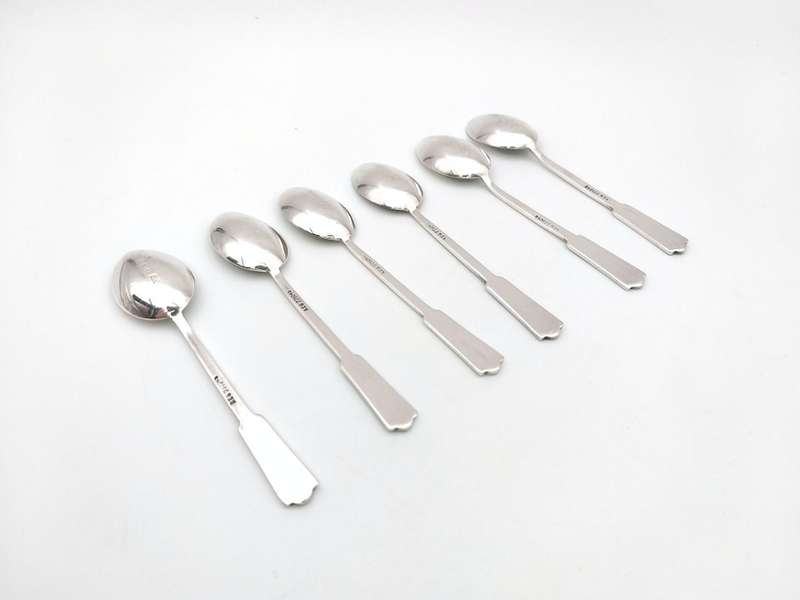 Art Deco enamel & sterling silver teaspoons