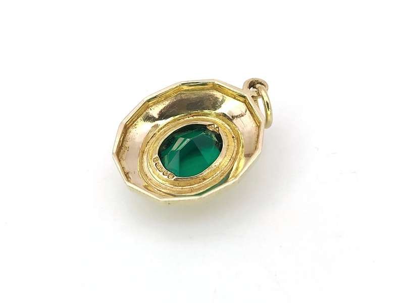 Vintage 9ct gold & green spinel pendant