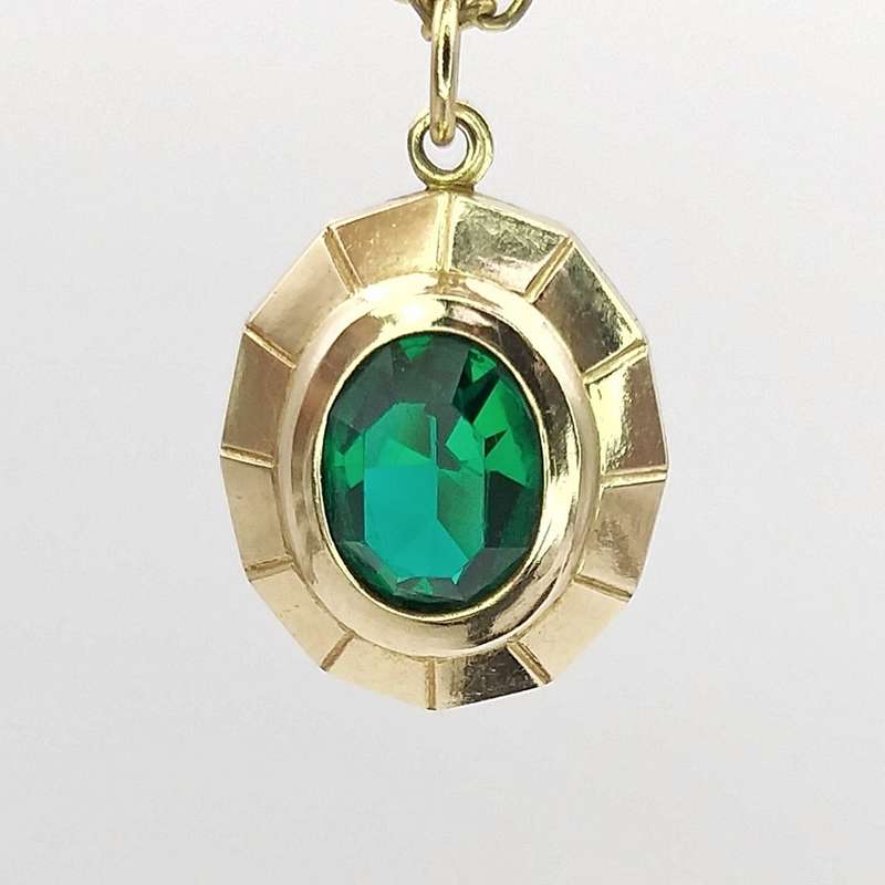 Vintage 9ct gold & green spinel pendant