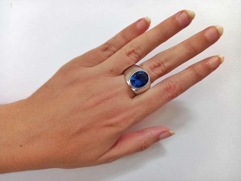 Sterling silver blue stone ring