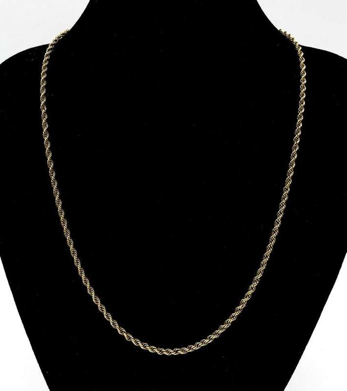 Vintage 9ct gold rope chain
