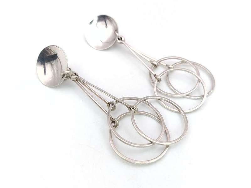 Mid-Century Modern sterling silver earrings by Kurt Jobst (renowned SA silversmith)