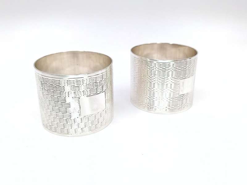 Antique sterling silver serviette rings in box