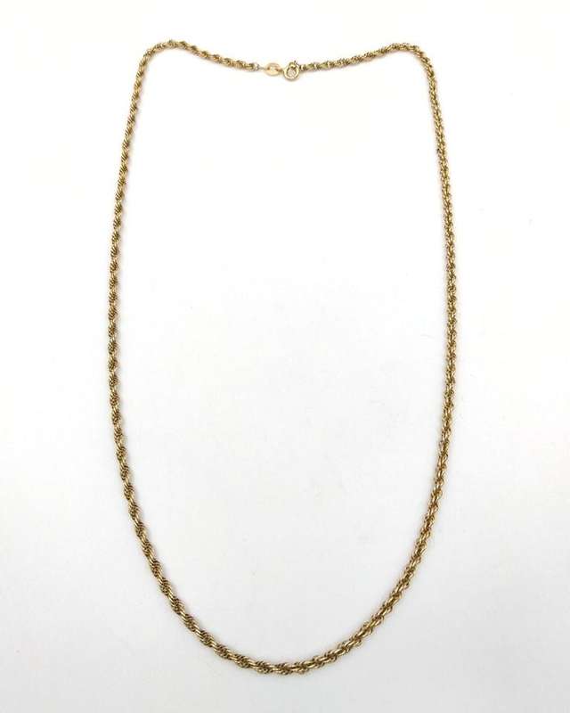 Vintage 9ct gold rope chain