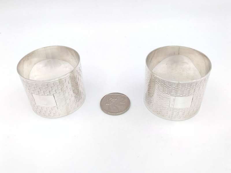 Antique sterling silver serviette rings in box