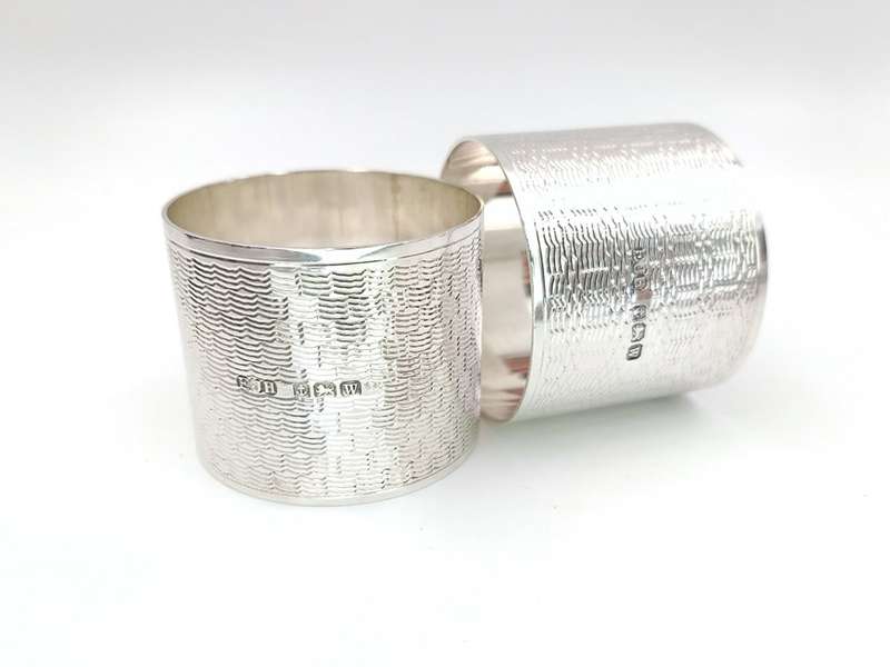 Antique sterling silver serviette rings in box