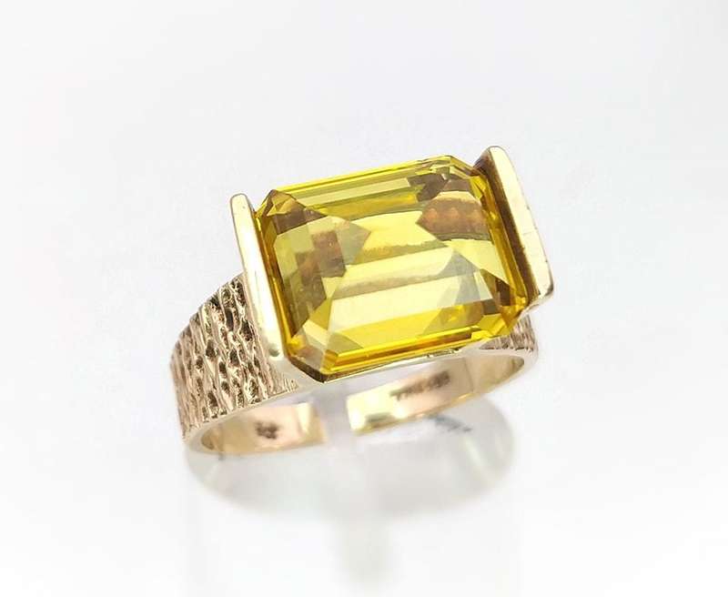 Modernist 9ct gold & citrine ring (unisex)