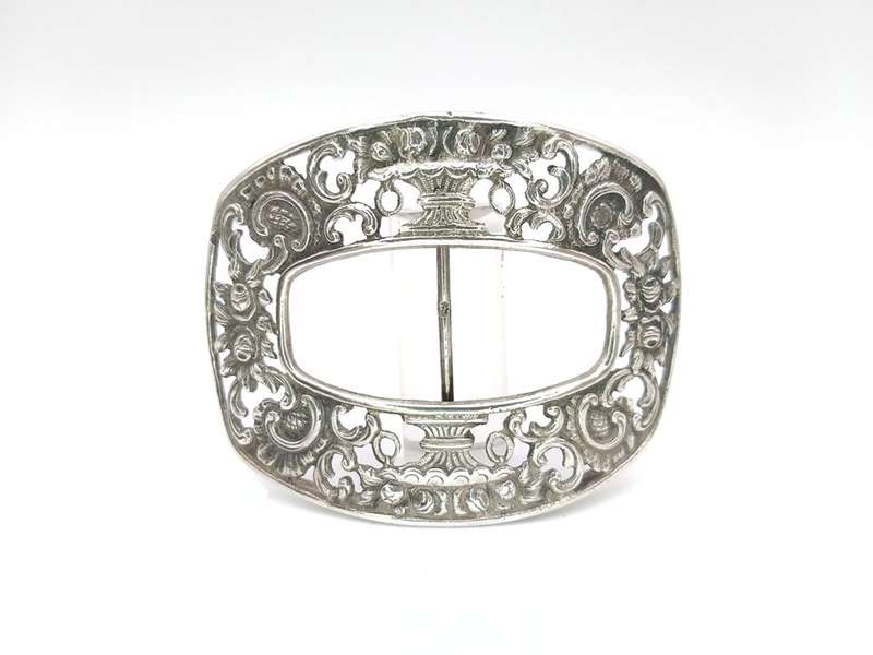 Antique Dutch sterling silver buckle with floral detail
