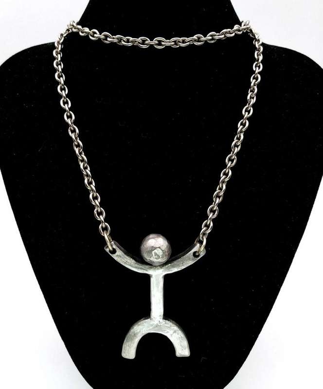 Danish Mid-Century Modern pewter necklace by Ander Andersen