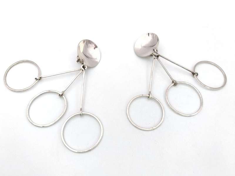 Mid-Century Modern sterling silver earrings by Kurt Jobst (renowned SA silversmith)