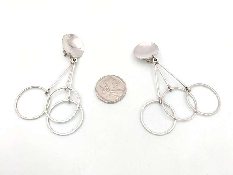 Mid-Century Modern sterling silver earrings by Kurt Jobst (renowned SA silversmith)