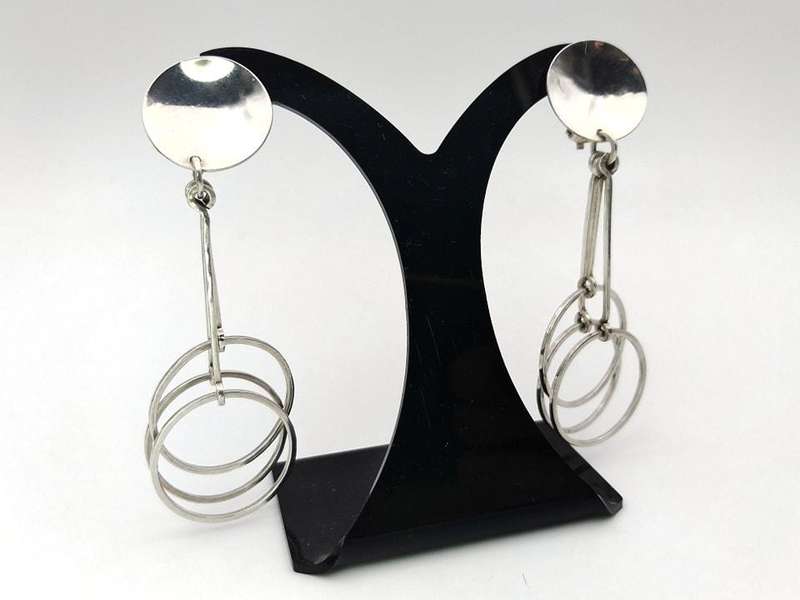 Mid-Century Modern sterling silver earrings by Kurt Jobst (renowned SA silversmith)