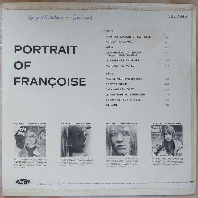 FRANCOISE HARDY - Portrait Of Francoise