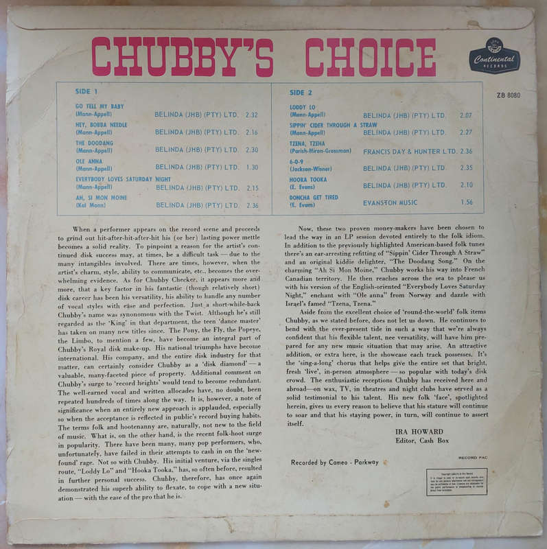 CHUBBY CHECKER - Chubby's Choice