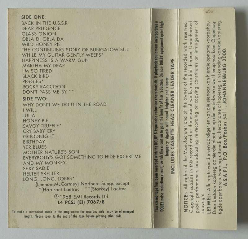 THE BEATLES - THE BEATLES (WHITE ALBUM) SINGLE LONGPLAY CASSETTE